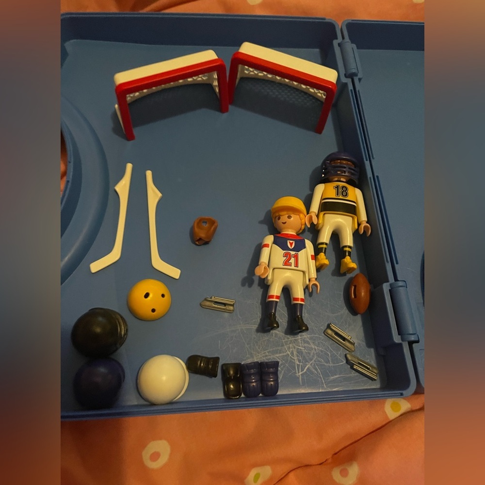 Playmobil Sports Lot Hockey Football Figures And Accessories.